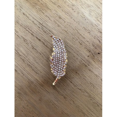 Prendedor Pluma Con Brillantes